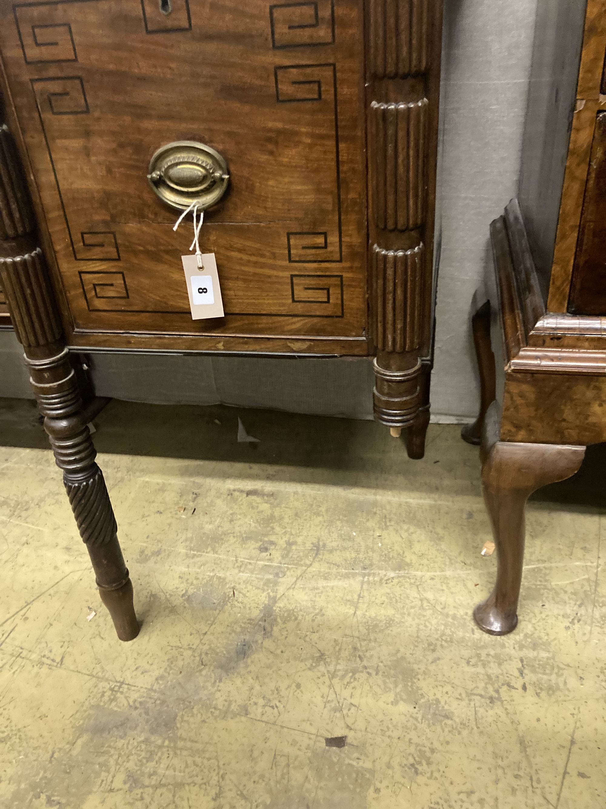 A George IV Scottish ebony strung mahogany sideboard, width 180cm depth 64cm height 96cm